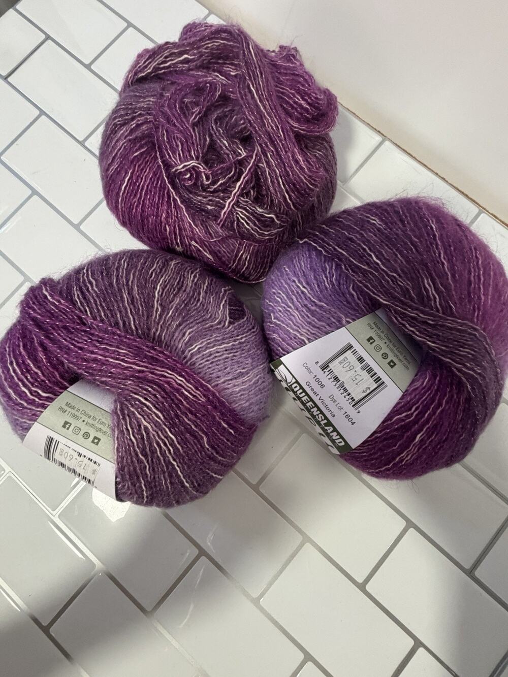 Queensland Collection Uluru Rainbow Yarn 3 Skein Lot Purple Lavender MPN 1006